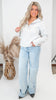 Tummy Control High Rise Wide Cuffed Denim Jeans | RISEN