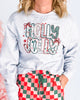 Holly Jolly Patchwork Crew Neck Graphic Sweatshirt