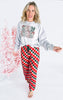 Holly Jolly Patchwork Crew Neck Graphic Sweatshirt