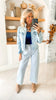Striped High Waist Cropped Wide Leg Pants