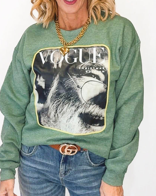 Vogue Santa Crewneck Graphic Sweatshirt *