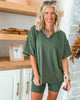 Cotton V-neck Top & Biker Shorts Set | ZENANA (2 COLORS)