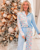 Snowmen Sledding Blue Wide Leg Pajama Set | SALTY WAVE *DEAL* START SHIP DATE: LATE NOV