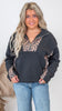 Leopard Colorblock Quarter Zip Pullover | SALTY WAVE