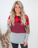 Buffalo Plaid & Leopard Colorblock Top