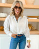 Textured Shimmer Button Up Blouse Top
