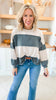 Charcoal Color Block Loose Fit Pullover Top