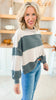 Charcoal Color Block Loose Fit Pullover Top