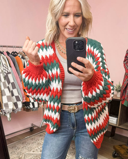 Christmas Theme Textured Sweater Cardigan  | BIBI LIVE *LA LIVE PREORDER (START SHIP 11/24)