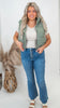 Medium Blue High Rise Crop Button Up Flare Denim Jean | MICA