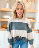 Charcoal Color Block Loose Fit Pullover Top