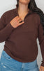 On Repeat Brown Half-Zip Pullover | SALTY WAVE