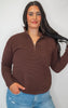 On Repeat Brown Half-Zip Pullover | SALTY WAVE