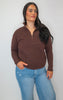 On Repeat Brown Half-Zip Pullover | SALTY WAVE