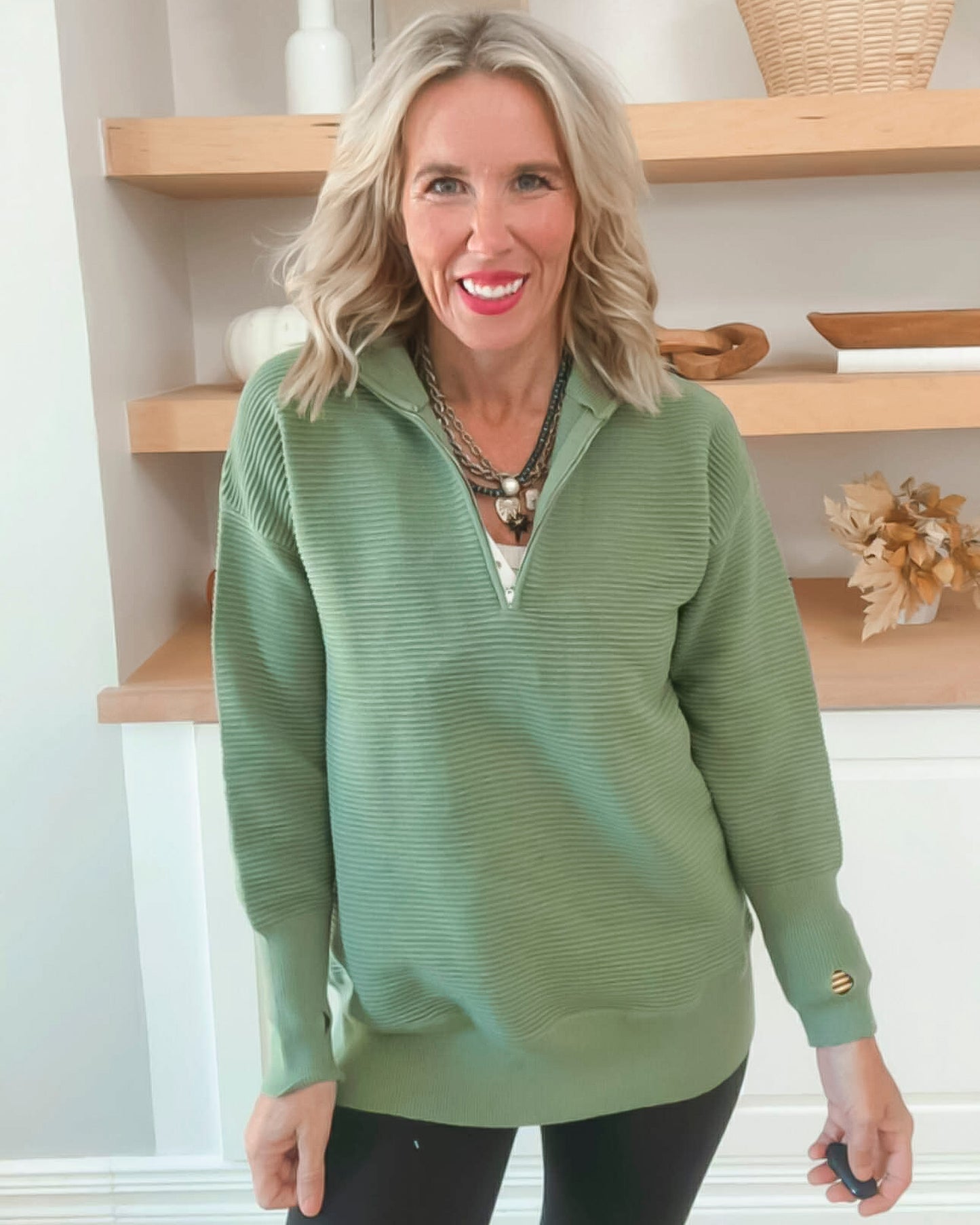On Repeat Olive Half-Zip Pullover | SALTY WAVE *PREORDER - START SHIP DATE OCT 25TH