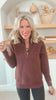 On Repeat Brown Half-Zip Pullover | SALTY WAVE *PREORDER - START SHIP DATE OCT 25TH