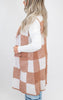 Mocha Checked Long Sweater Vest | SALTY WAVE