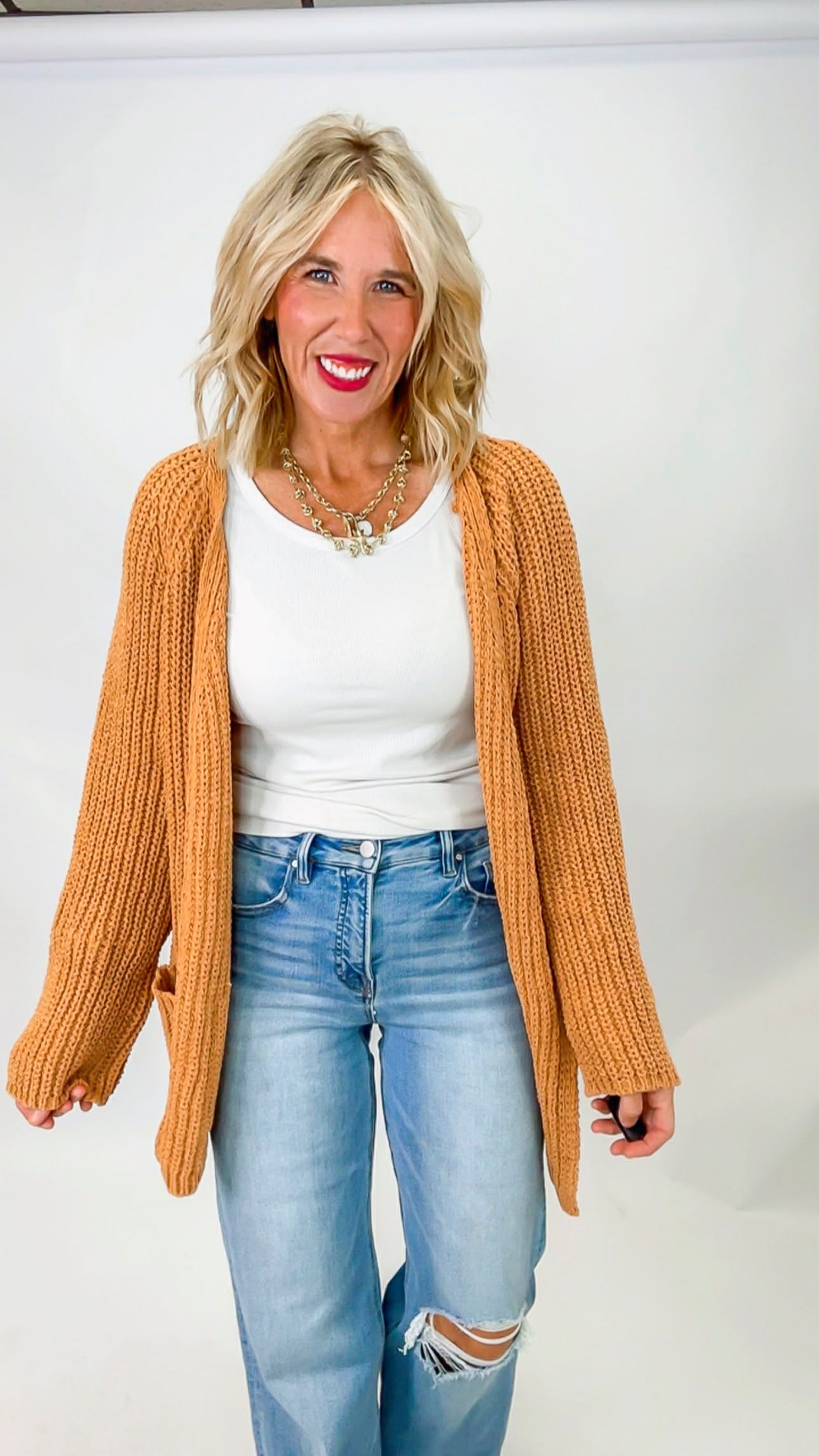 Burnt Topez Chenille Relaxed Fit Cardigan | POL