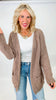 Mocha Chenille Relaxed Fit Cardigan | POL