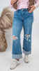 The Attendent High Rise Cuffed Crop Wide Denim Jeans | FLYING MONKEY by Vervet