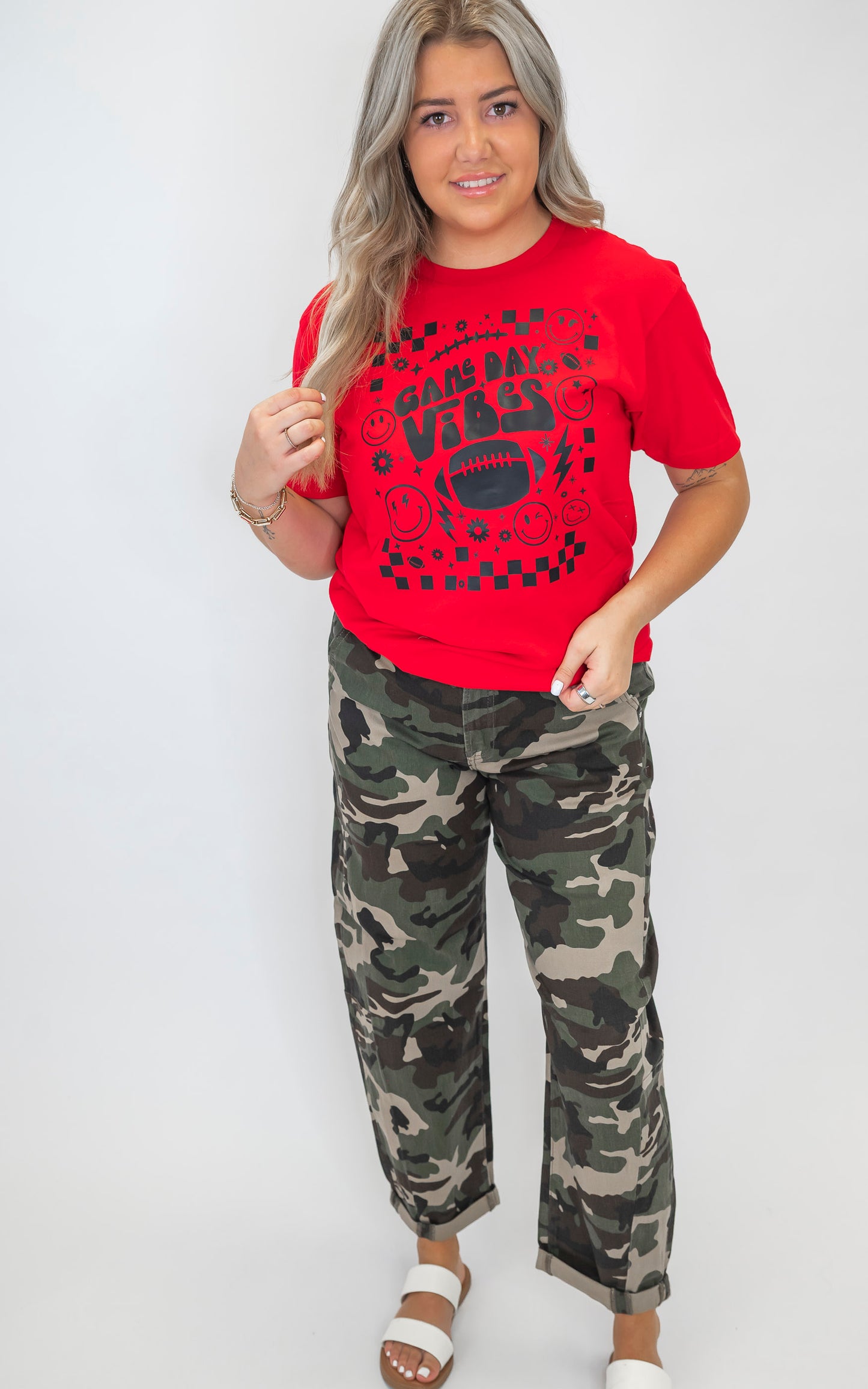 Camo High Rise Ankle Barrel Double Roll Up Pants | RISEN