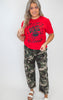 Camo High Rise Ankle Barrel Double Roll Up Pants | RISEN