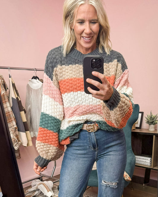 Stripes Color Block Chunky Sweater Pullover (5 COLORS) | BIBI *LA LIVE PREORDER