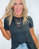 Chest Criss Cross Short Sleeve Tunic Top