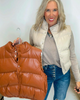 Layered in Leather Puffer Vest (2 COLORS)