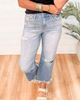 Amply High Rise Distressed Crop Slim Wide Denim Jeans | LOVERVET by Vervet