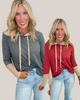 Thermal Knit Jacquard Rib Knit Hoodie Top (2 COLORS)