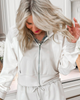 Tan Color Blocked Zip Up Hoodie - Final Sale