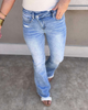 Jacquart High Rise Criss Cross Flare Denim Jean | MICA