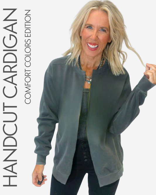 CUSTOM GAMEDAY HAND CUT CARDIGAN | COMFORT COLOR (FOLLOW THE INSTRUCTIONS) **