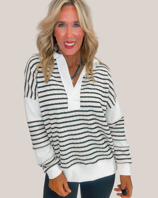 Black Stripe Loose Fit Top