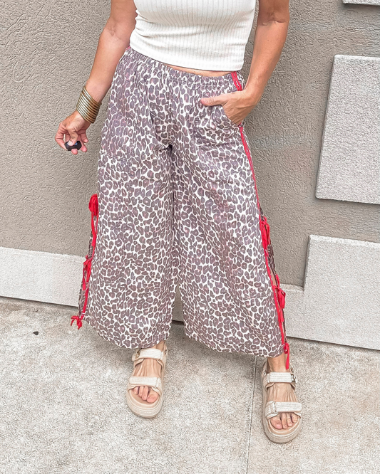 Leopard Print Loose Fit Jogger Track Pants