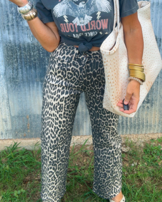 Leopard High Waisted Knit Jeans