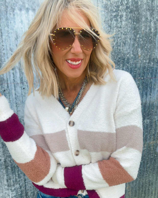 Button Bliss Stripe Cardigan by Salty Wave (2 COLORS)