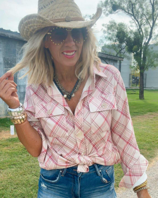 Forever Favorite Plaid Shacket in Cream Mocha Mauve #5  | Salty Wave
