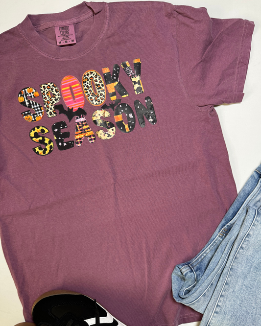 Patchwork Spooky Season Garment Graphic T-shirt