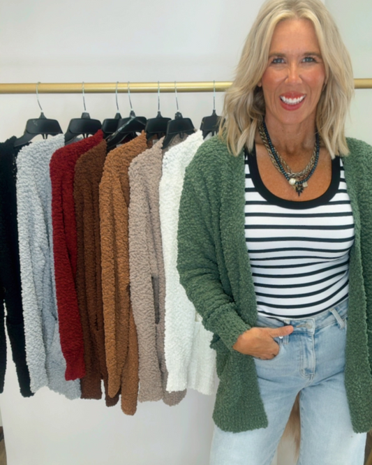The Jennifer Popcorn Sweater Cardigan With Pockets | Zenana (8 COLORS) *DEAL*