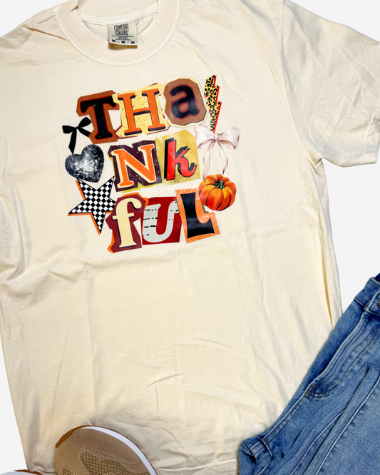 Fall Thankful Collage Garment Graphic T-shirt