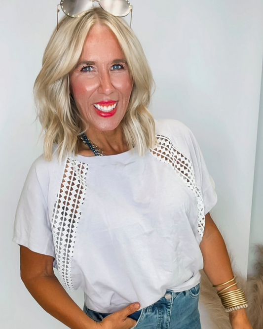 Cotton Span With Diamond Crochet Lace Detailed Top