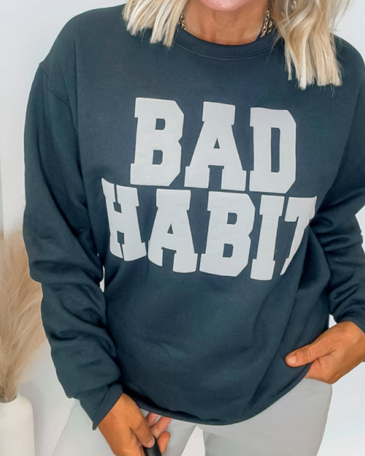 Black Bad Habit Puffy Graphic Sweatshirt