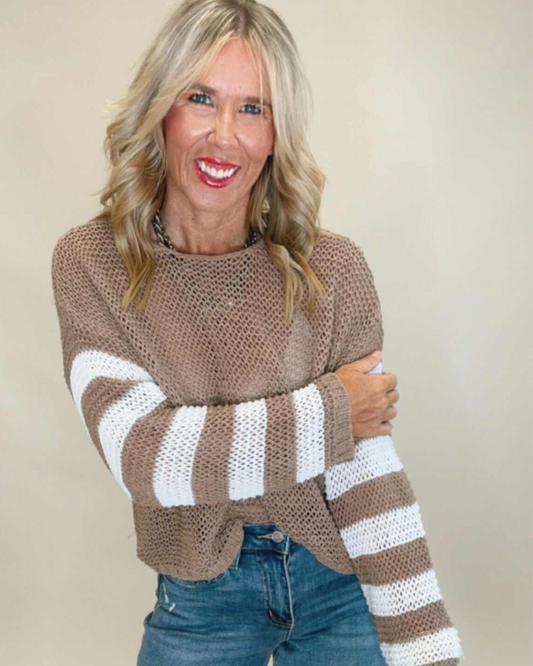 Coco Stripe Sleeve Pullover Sweater