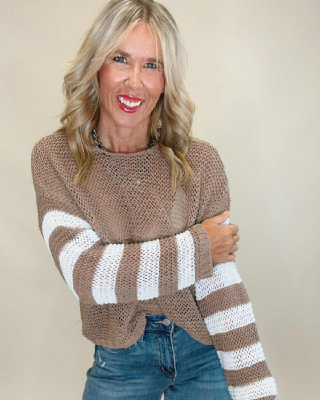 Coco Stripe Sleeve Pullover Sweater