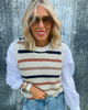 Attached Cotton Undershirt Stripe Sweater Vest