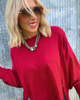 Burgundy Solid Hi-Lo Sweatshirt*