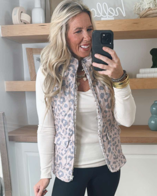 Leopard Fleece Vest | Salty Wave