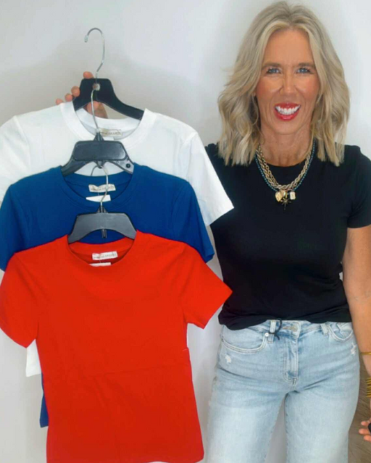 The Amelia Basic Crew Neck Short Sleeve Tee | Zenana (4 COLORS) *DEAL*